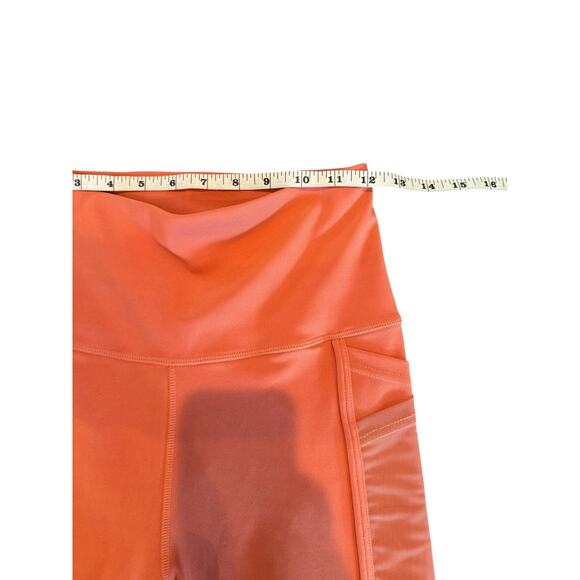 BSP Women’s Orange Cropped Leggings Medium High Waist Mesh Side Workout Pants - Picture 7 of 8